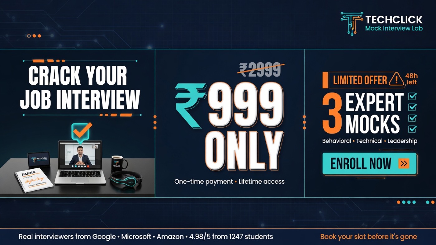 Limited offer ₹999 — Crack your job interview · Enroll now